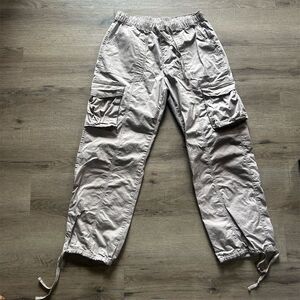 YMI Women's Cargo Pants Size M Beige Casual with Pockets & Drawstrings EUC